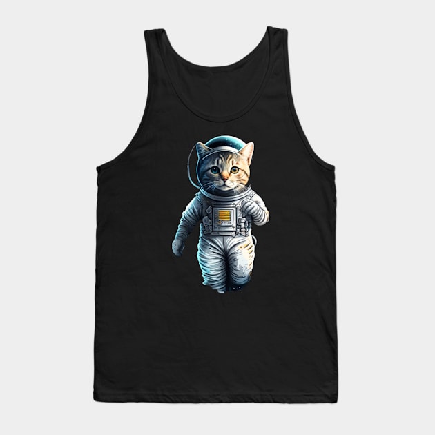 cute cat in the space with astronaut costume Tank Top by Get Yours